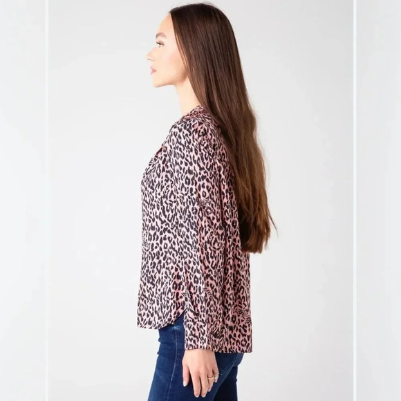 ZADIG&VOLTAIRE  Tink Squeleton Leopard Print Silk Blend Blouse - Rose medium - Picture 16 of 17